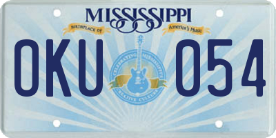 MS license plate OKU054