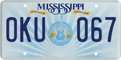 MS license plate OKU067