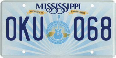 MS license plate OKU068