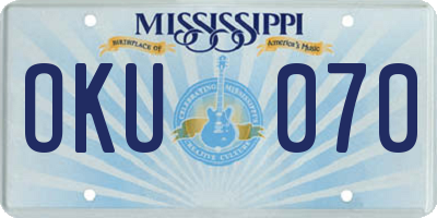 MS license plate OKU070
