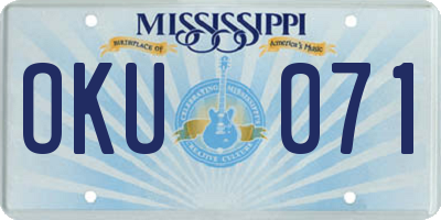 MS license plate OKU071