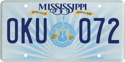 MS license plate OKU072