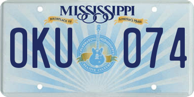 MS license plate OKU074