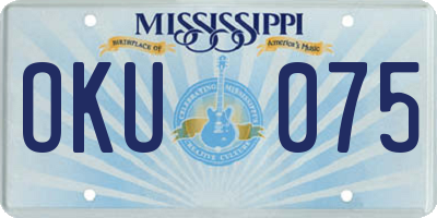 MS license plate OKU075