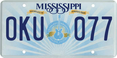MS license plate OKU077