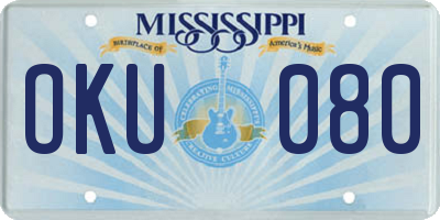 MS license plate OKU080