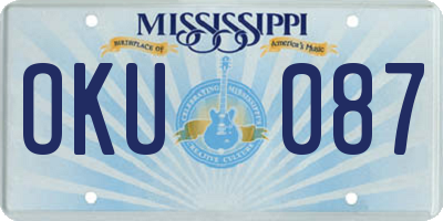 MS license plate OKU087