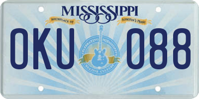 MS license plate OKU088
