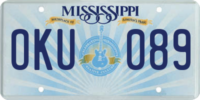 MS license plate OKU089
