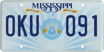 MS license plate OKU091
