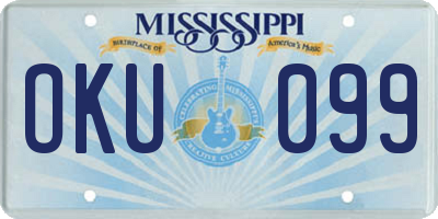 MS license plate OKU099