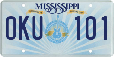 MS license plate OKU101