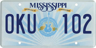 MS license plate OKU102