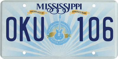 MS license plate OKU106