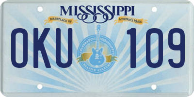 MS license plate OKU109
