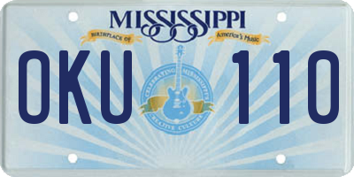 MS license plate OKU110