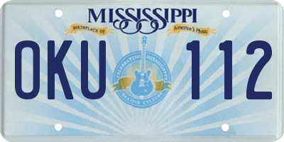 MS license plate OKU112