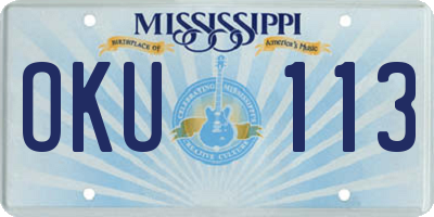 MS license plate OKU113