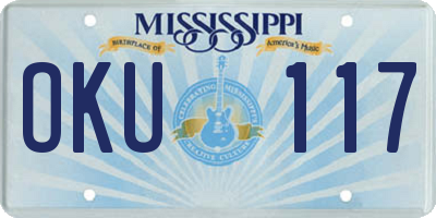 MS license plate OKU117