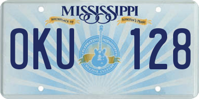 MS license plate OKU128