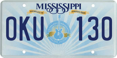 MS license plate OKU130