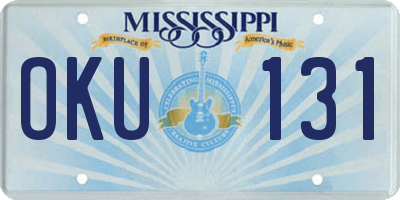 MS license plate OKU131