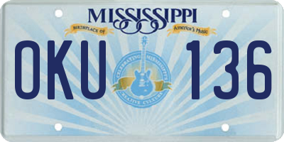 MS license plate OKU136