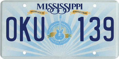 MS license plate OKU139