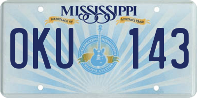 MS license plate OKU143