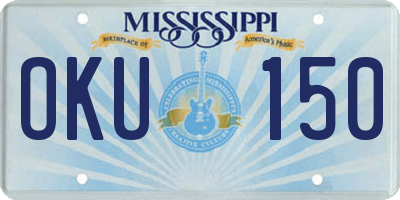 MS license plate OKU150
