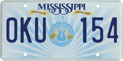 MS license plate OKU154