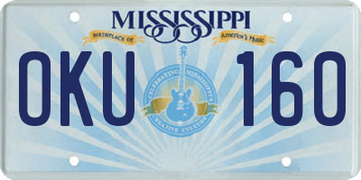 MS license plate OKU160