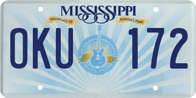 MS license plate OKU172