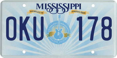 MS license plate OKU178