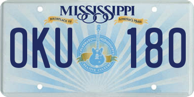 MS license plate OKU180