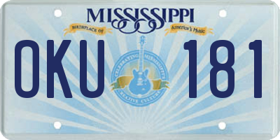 MS license plate OKU181