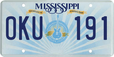 MS license plate OKU191