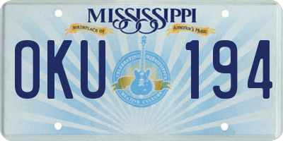 MS license plate OKU194