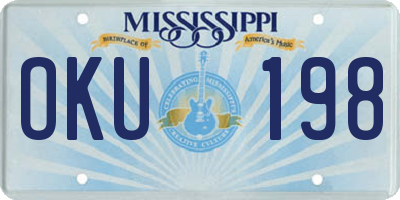 MS license plate OKU198
