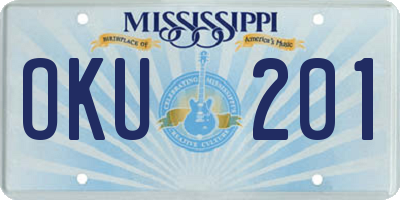 MS license plate OKU201