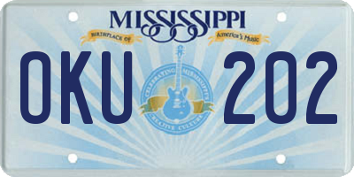 MS license plate OKU202