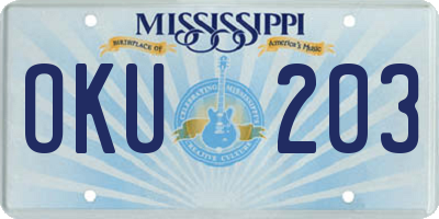MS license plate OKU203