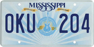 MS license plate OKU204