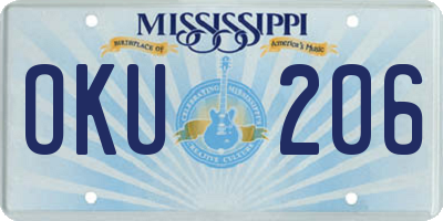 MS license plate OKU206