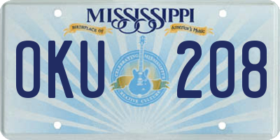 MS license plate OKU208