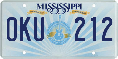 MS license plate OKU212