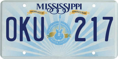 MS license plate OKU217