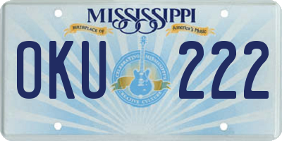 MS license plate OKU222