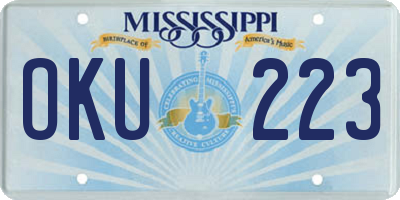 MS license plate OKU223