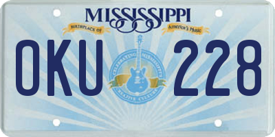 MS license plate OKU228
